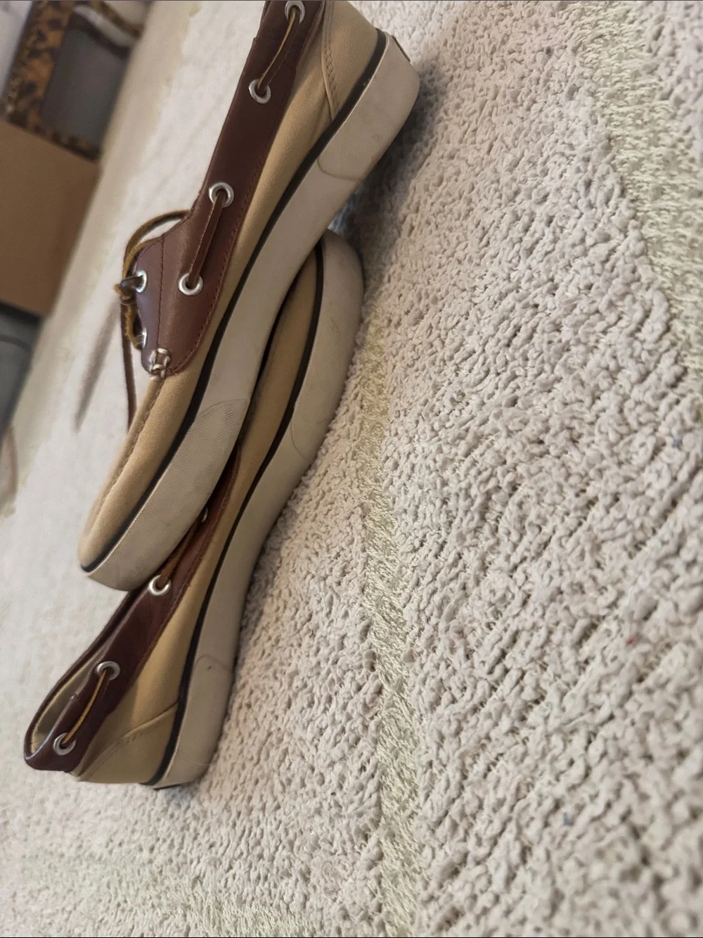 Polo Ralph Lauren Boat Shoes Canvas Leather Tan Men’s Size 9.5 Casual Deck